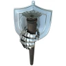 Wall sconce: Shield and gauntlet holding a torch
